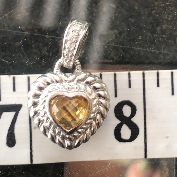 Judith Ripka Citrine & Diamonique CZ Heart Pendant Enhancer - Picture 8 of 8